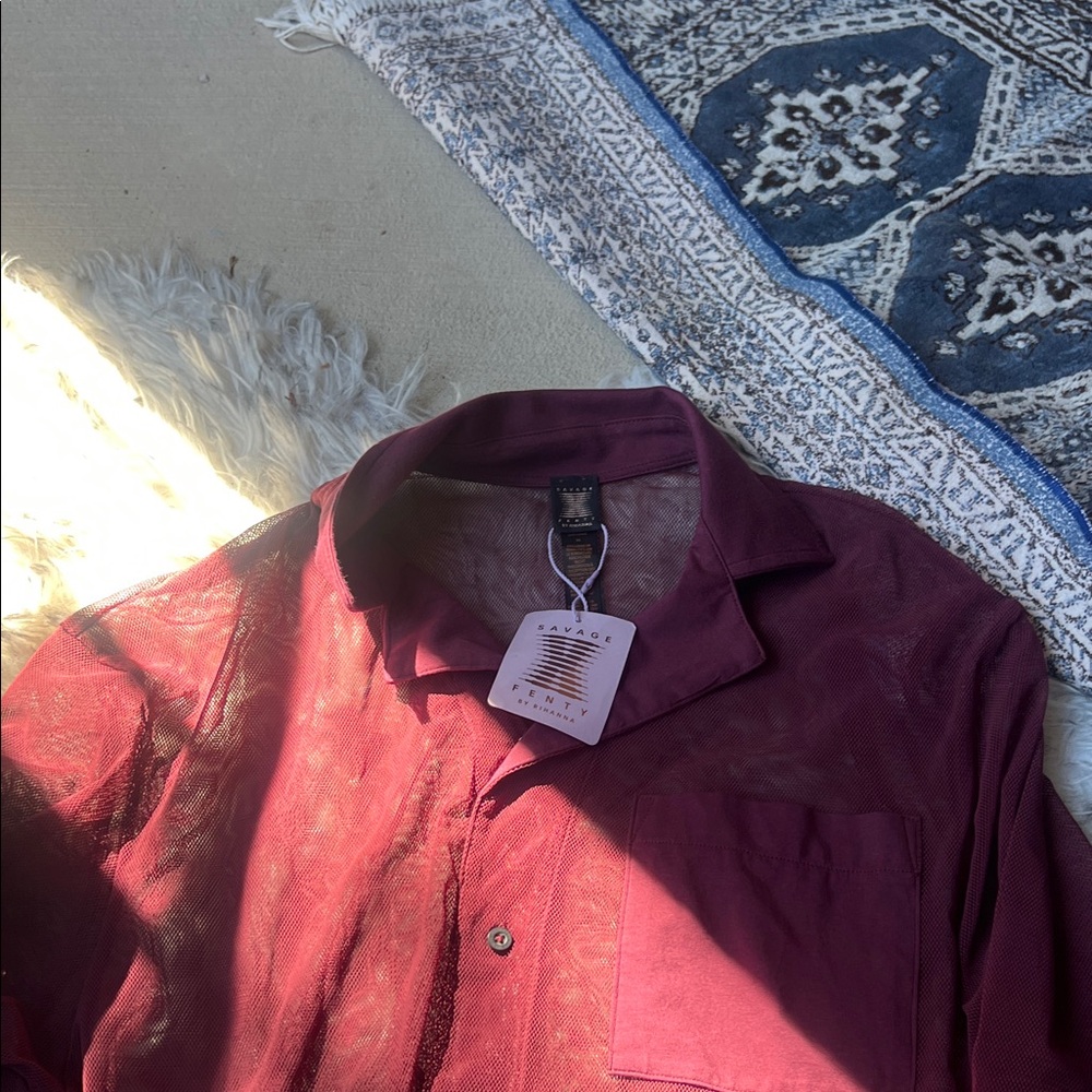 Savage X Fenty Men's Maroon Shirt Jacket